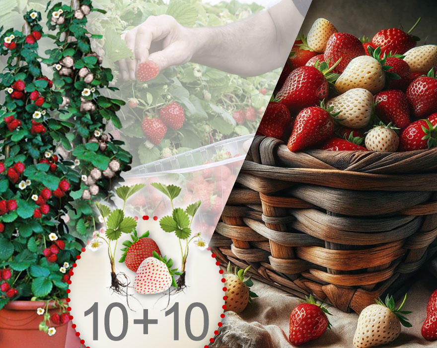 Fresas trepadoras rojas y blancas 20 Piezas